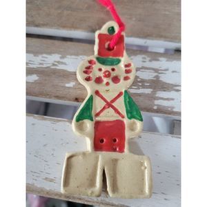 Pottery guard soldier ornament homemade Xmas holiday tree vintage